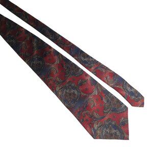 Bill Blass Vintage Tie Red Blue Floral Paisley Silk Blend Elegant Menswear Gift